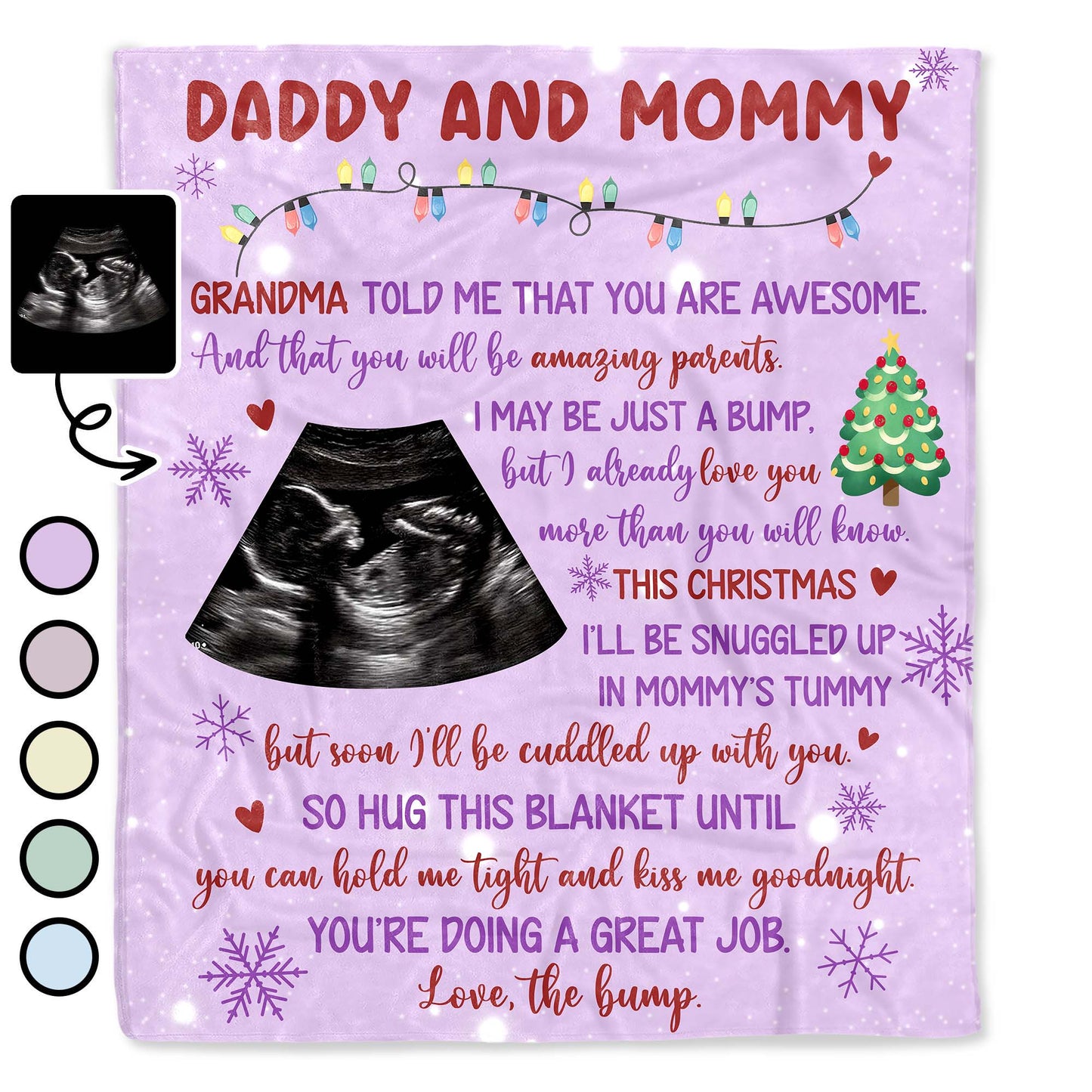 Grand-mère m'a dit que tu étais génial, échographie, sapin de Noël - Couverture personnalisée - FAM524_BLK