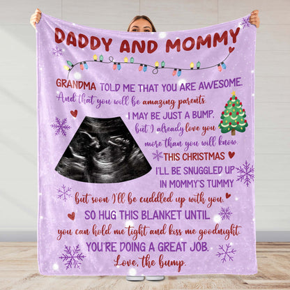 Grand-mère m'a dit que tu étais génial, échographie, sapin de Noël - Couverture personnalisée - FAM524_BLK