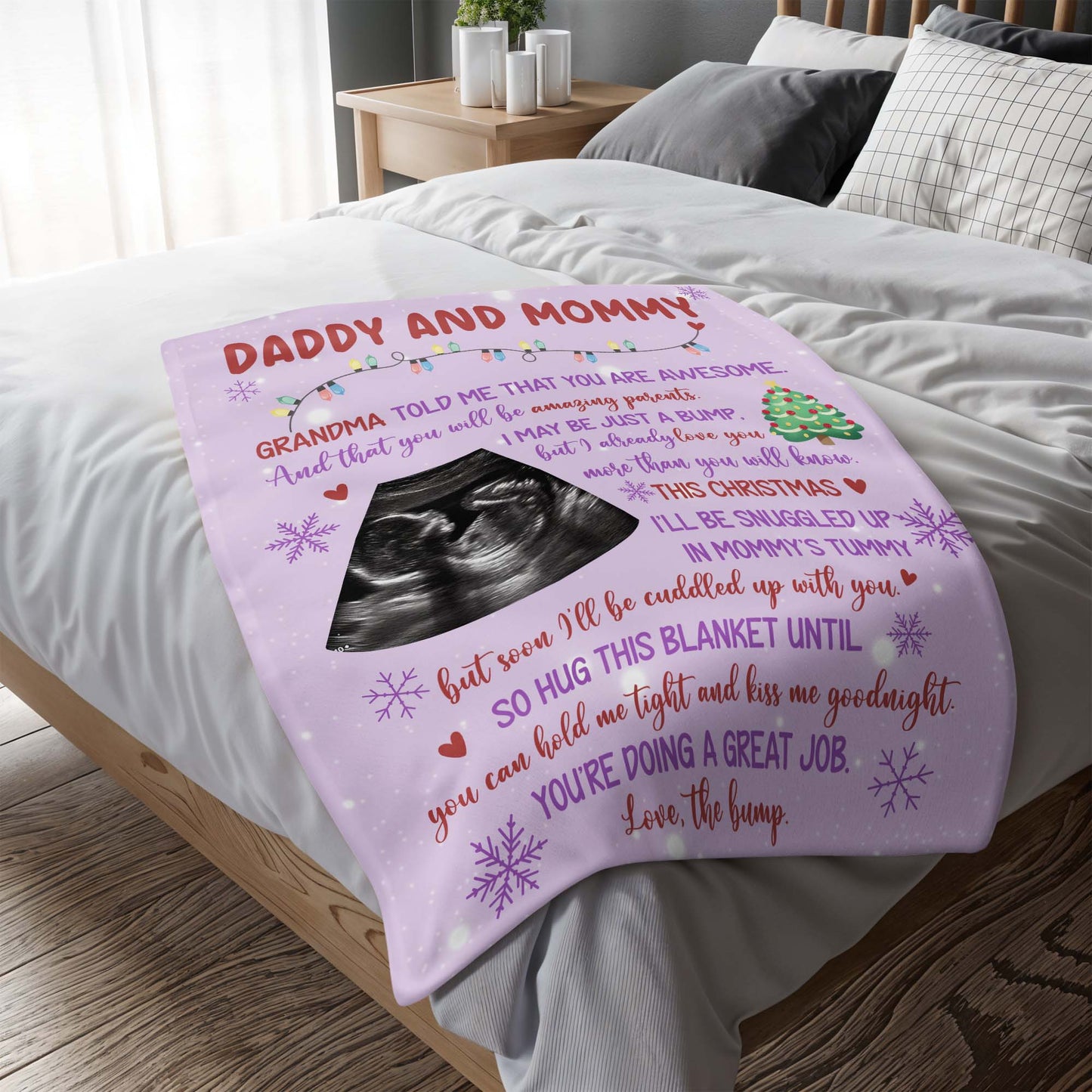 Grand-mère m'a dit que tu étais génial, échographie, sapin de Noël - Couverture personnalisée - FAM524_BLK