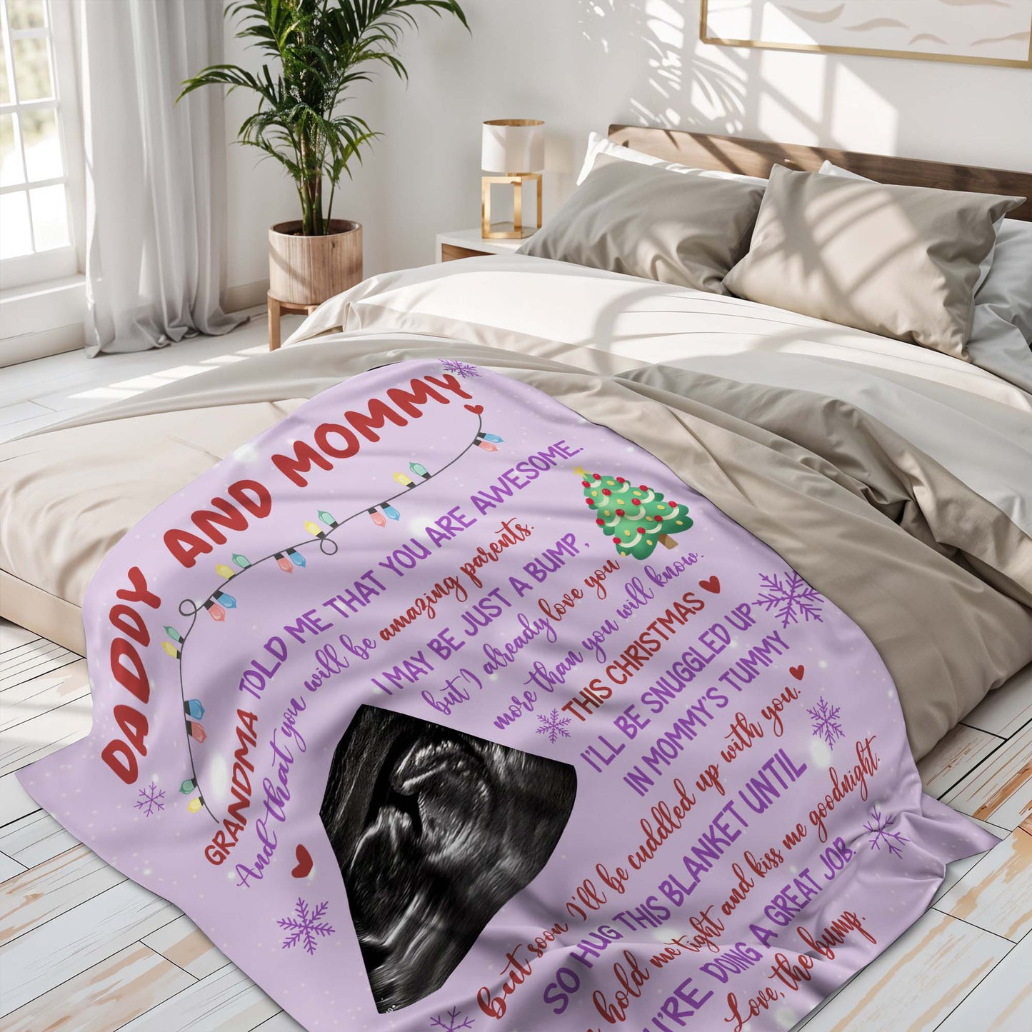 Grand-mère m'a dit que tu étais génial, échographie, sapin de Noël - Couverture personnalisée - FAM524_BLK