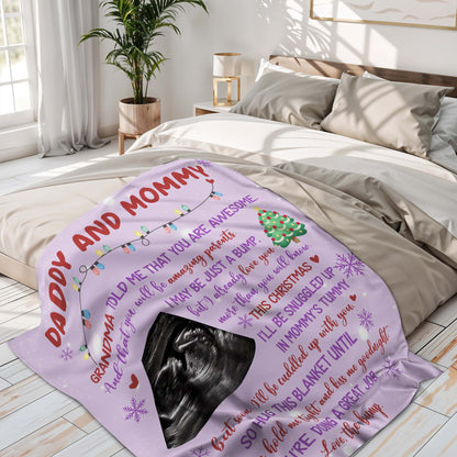 Grand-mère m'a dit que tu étais génial, échographie, sapin de Noël - Couverture personnalisée - FAM524_BLK