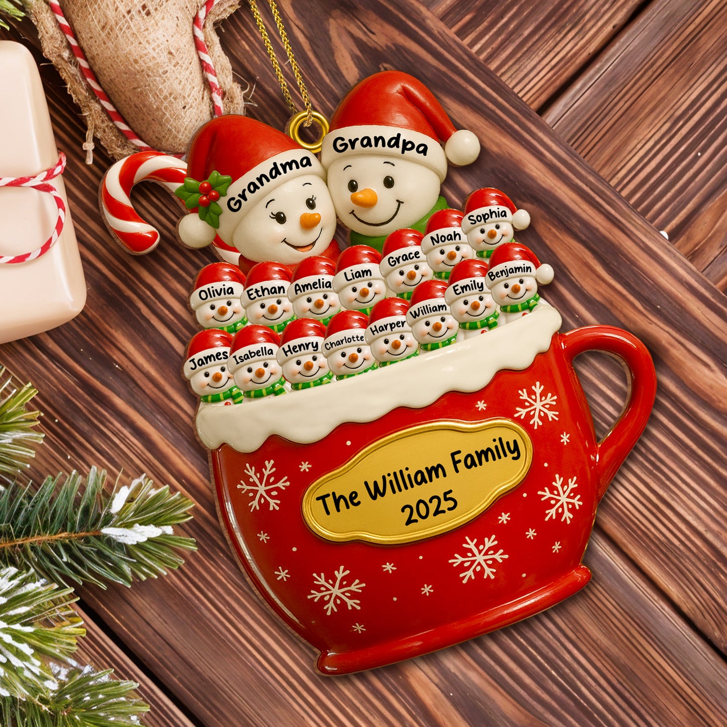 Family Christmas Spirit Snowman Ornament