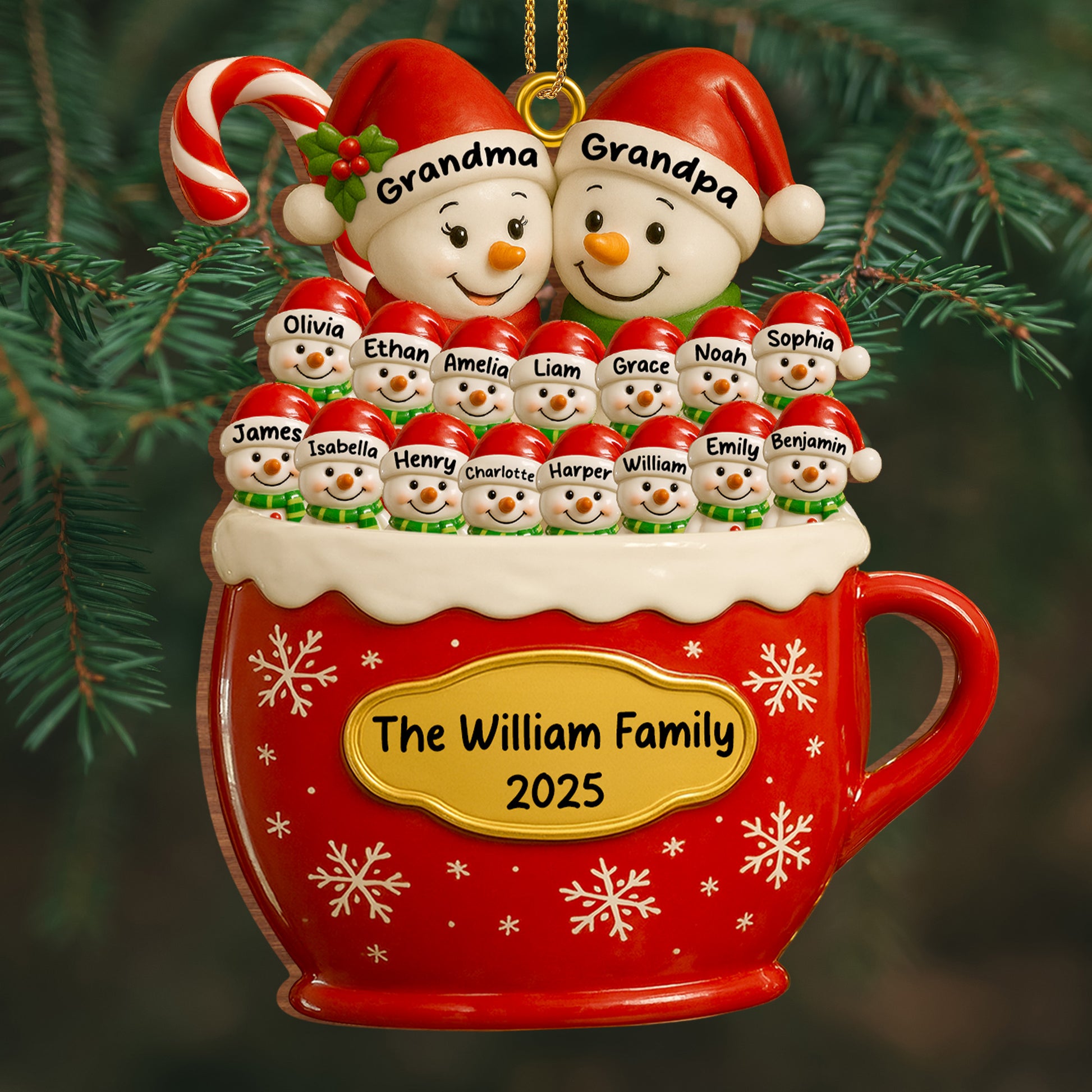 Family Christmas Spirit Snowman Ornament