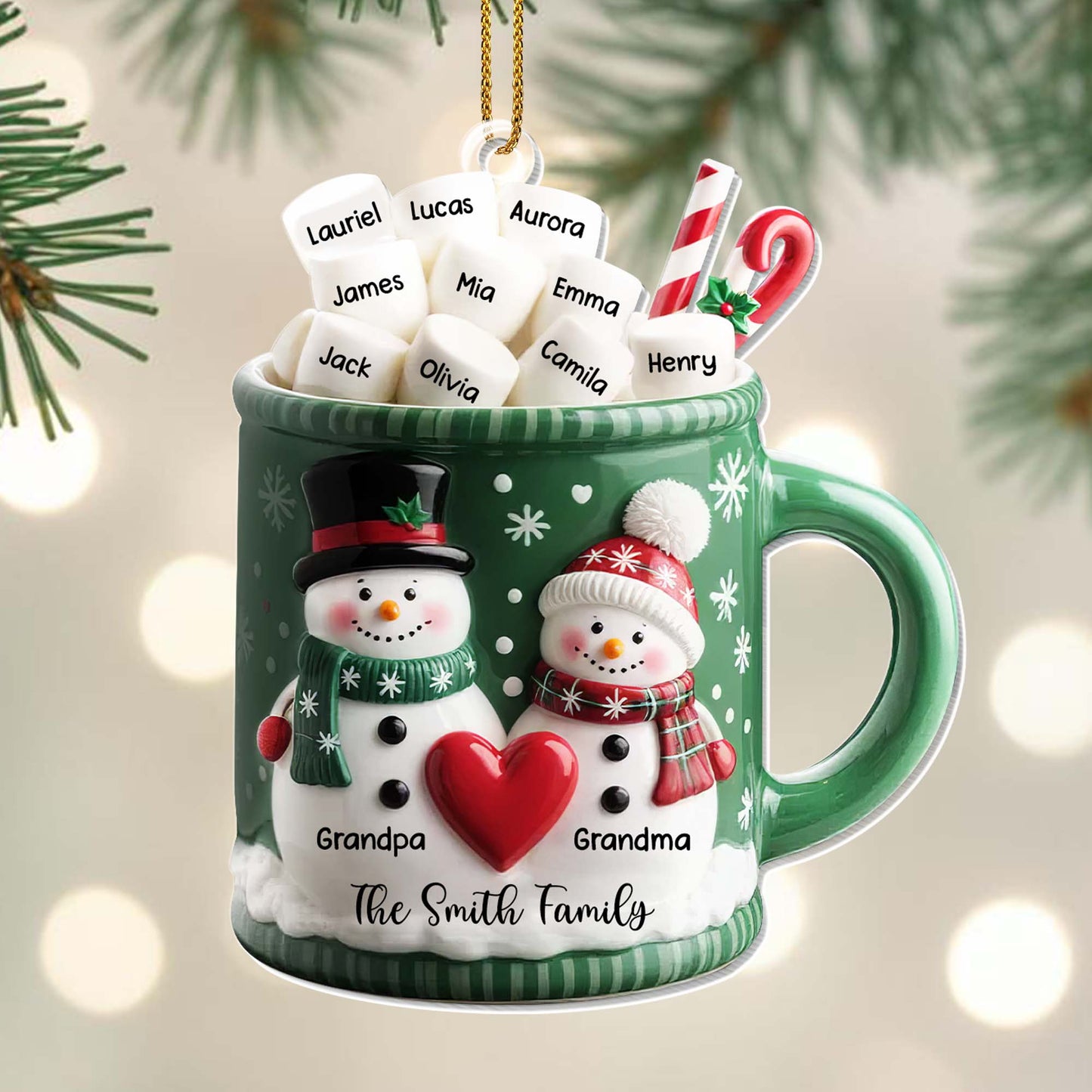 Grandpa & Grandma Smith Family Holiday Mug