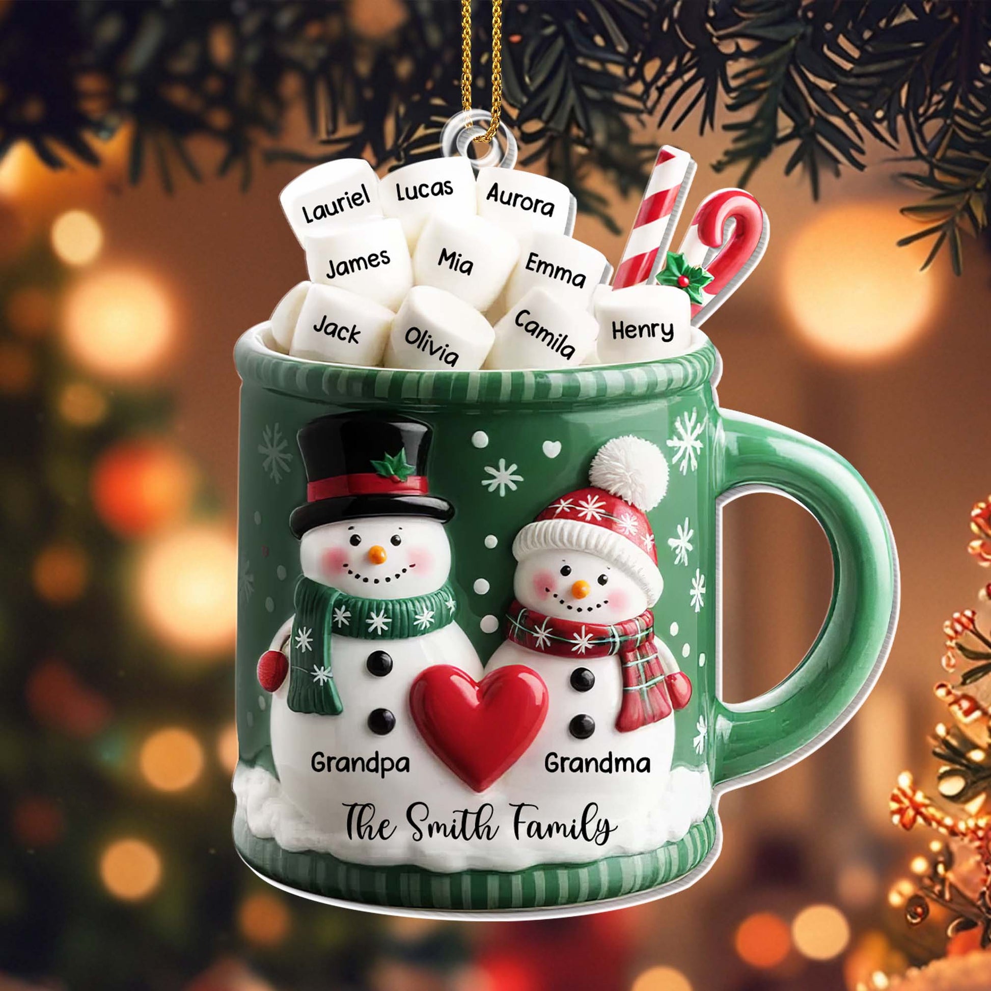 Grandpa & Grandma Smith Family Holiday Mug