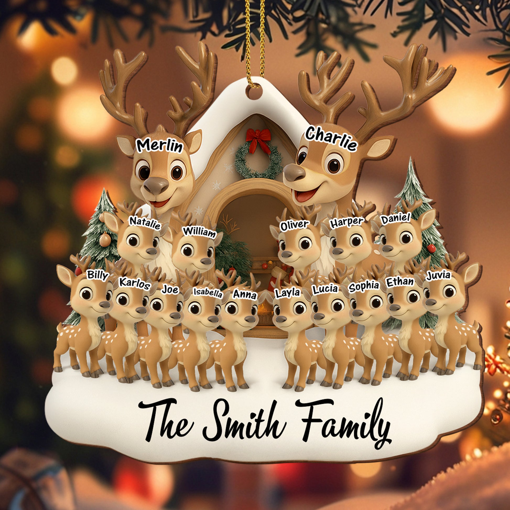 Celebrating Our Family With Reindeer And Christmas Tree