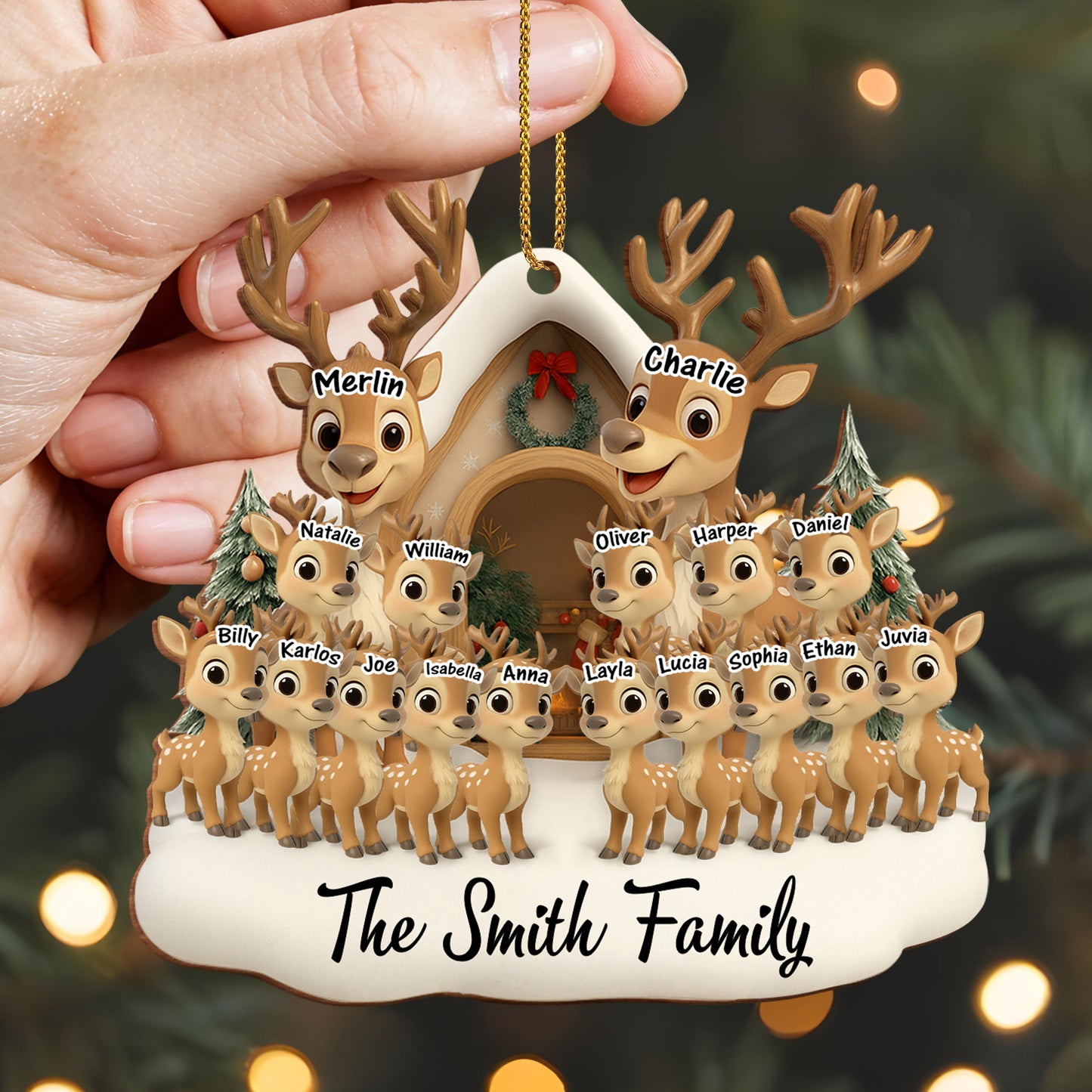 Celebrating Our Family With Reindeer And Christmas Tree