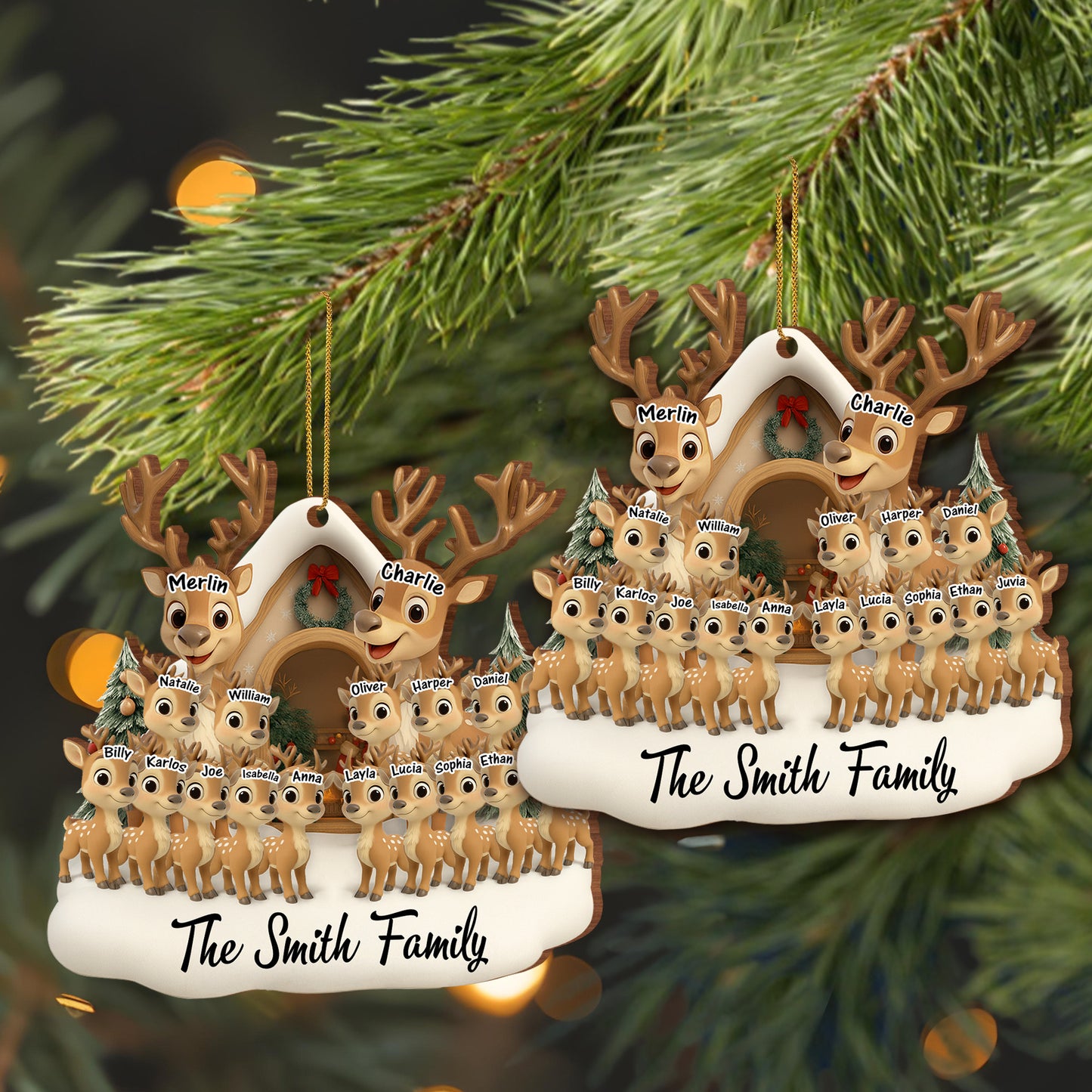 Celebrating Our Family With Reindeer And Christmas Tree