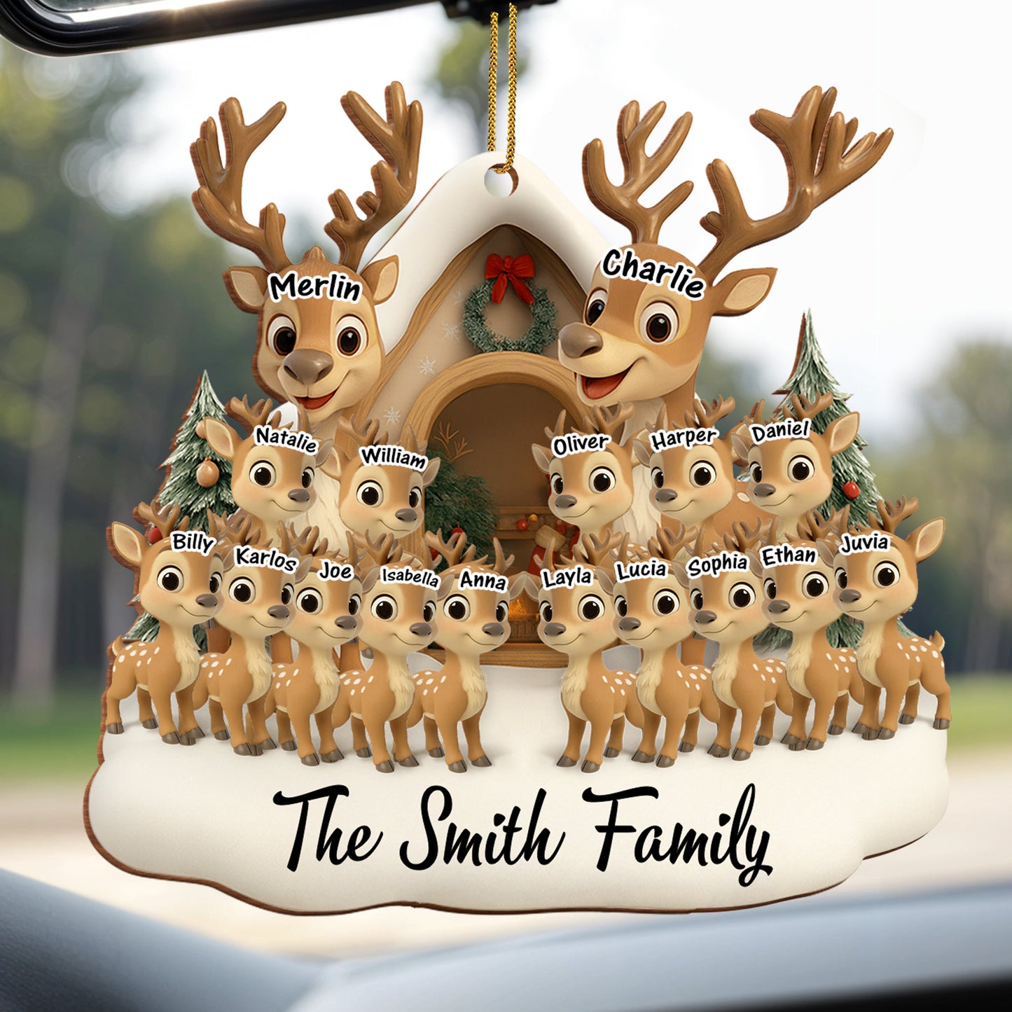 Celebrating Our Family With Reindeer And Christmas Tree