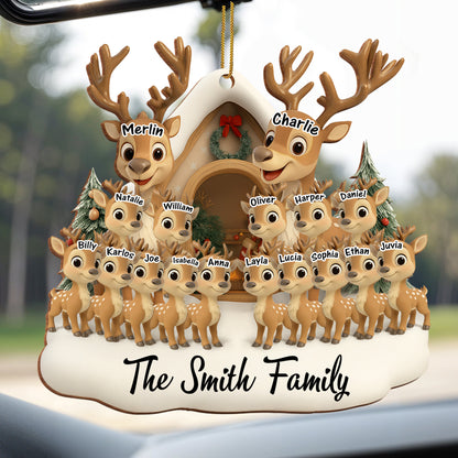 Celebrating Our Family With Reindeer And Christmas Tree