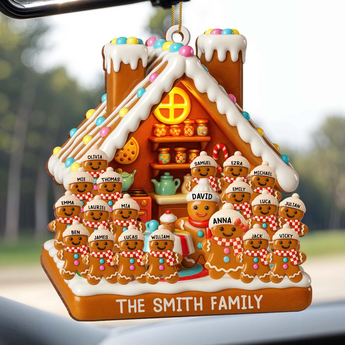 Customizable Gingerbread House With Family Members