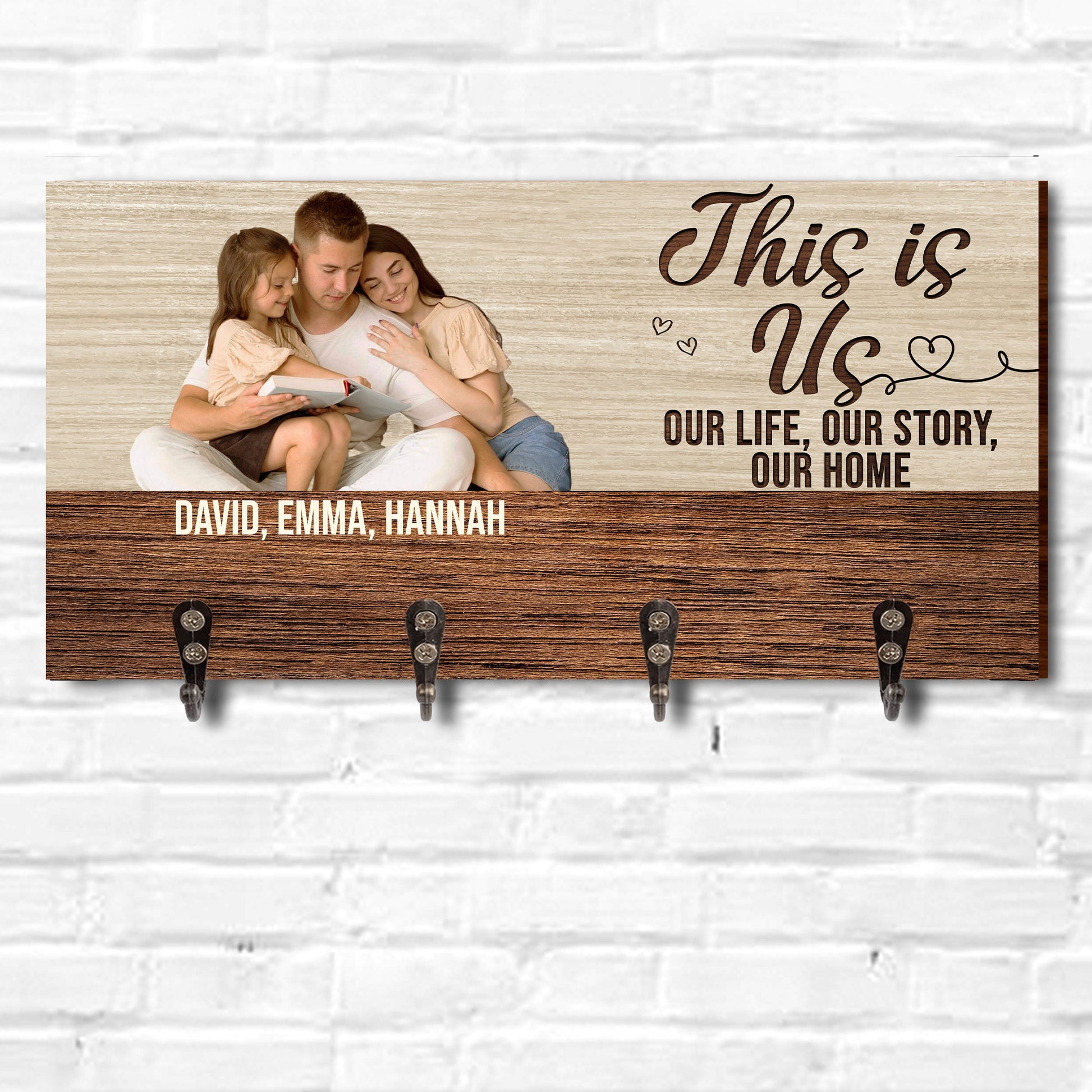 This Is Us Our Life Our Story Our Home Key Holder With Family Photo