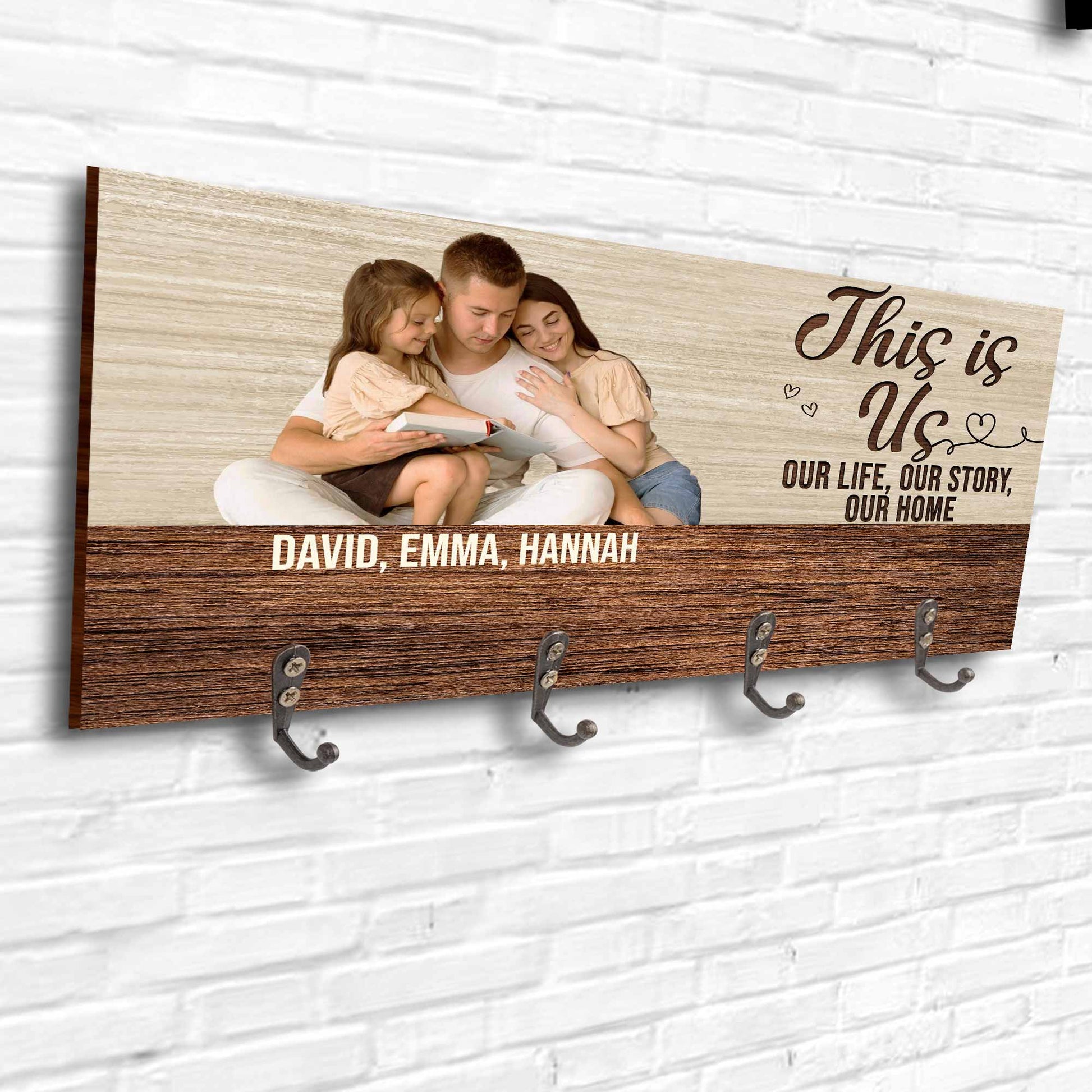 This Is Us Our Life Our Story Our Home Key Holder With Family Photo