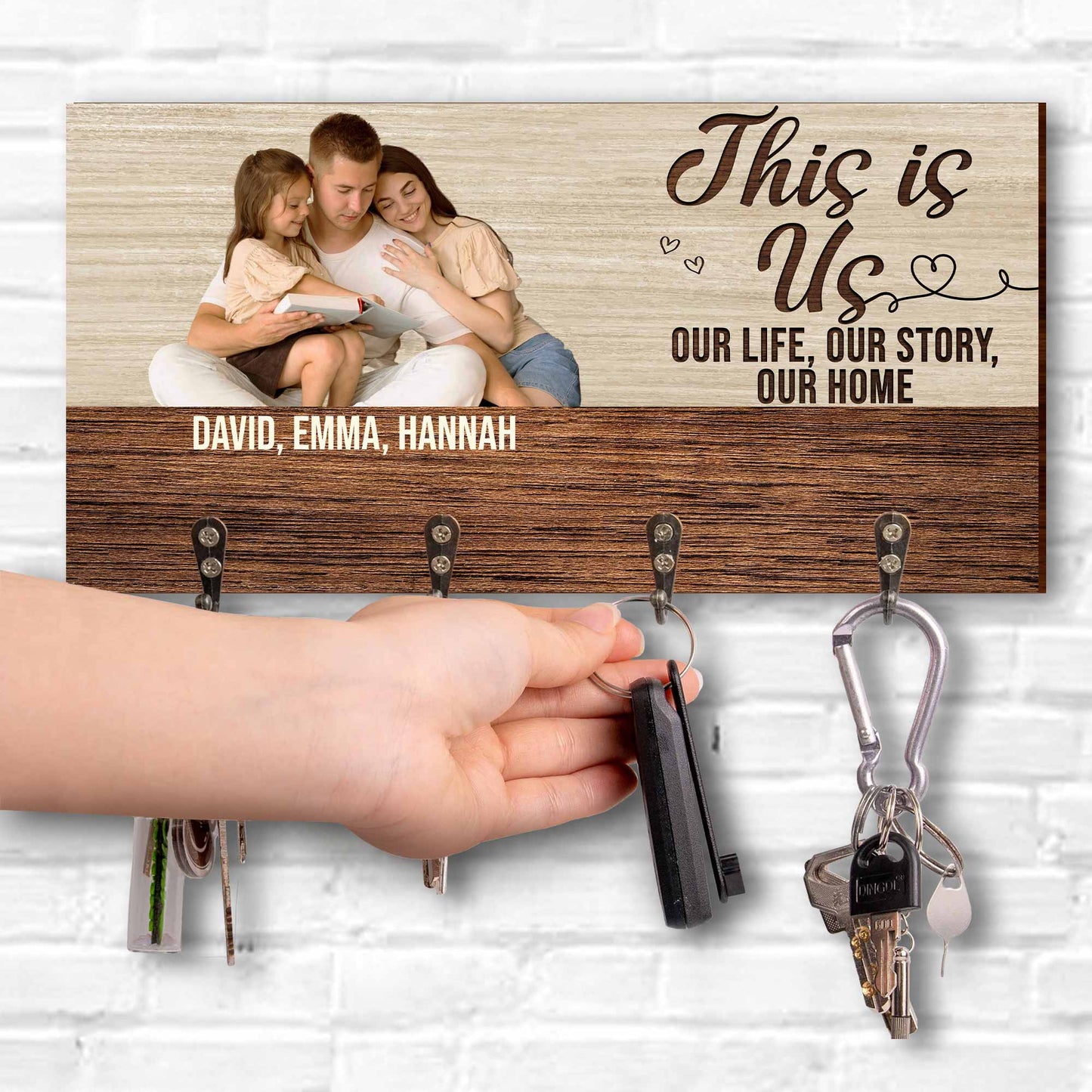 This Is Us Our Life Our Story Our Home Key Holder With Family Photo
