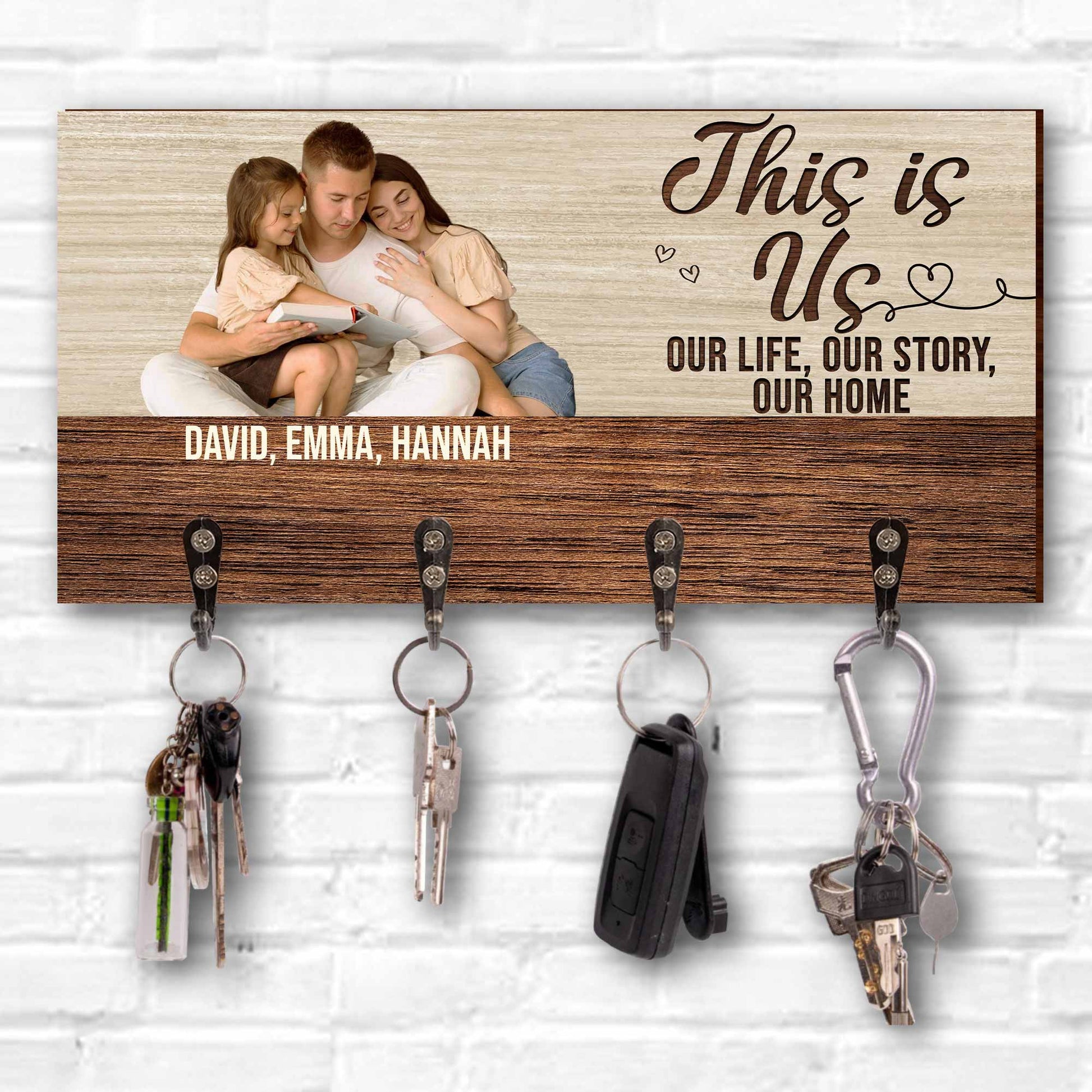 This Is Us Our Life Our Story Our Home Key Holder With Family Photo