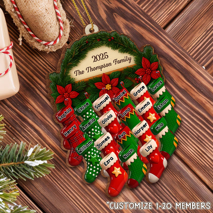 Custom Family Christmas Ornament With Stockings