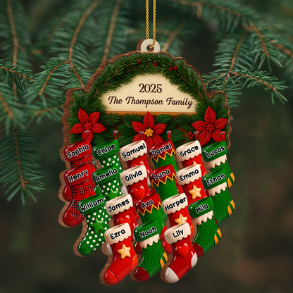 Custom Family Christmas Ornament With Stockings