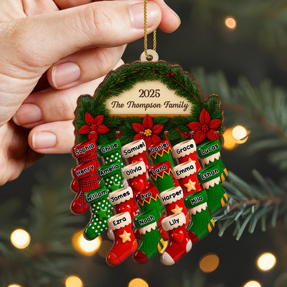 Custom Family Christmas Ornament With Stockings