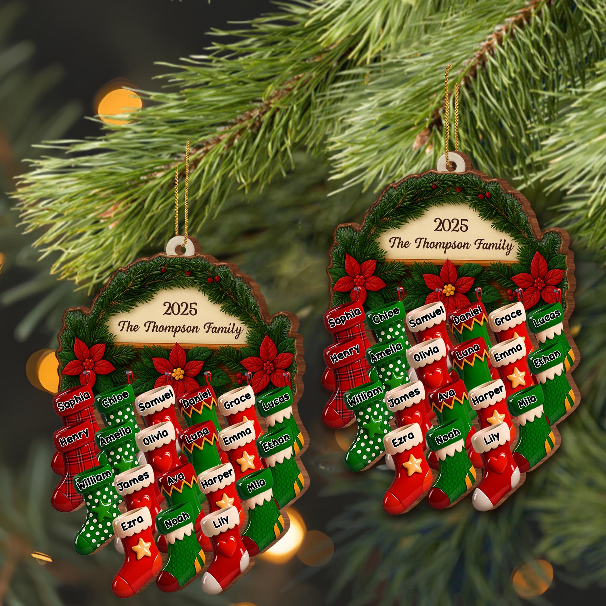 Custom Family Christmas Ornament With Stockings