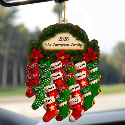 Custom Family Christmas Ornament With Stockings