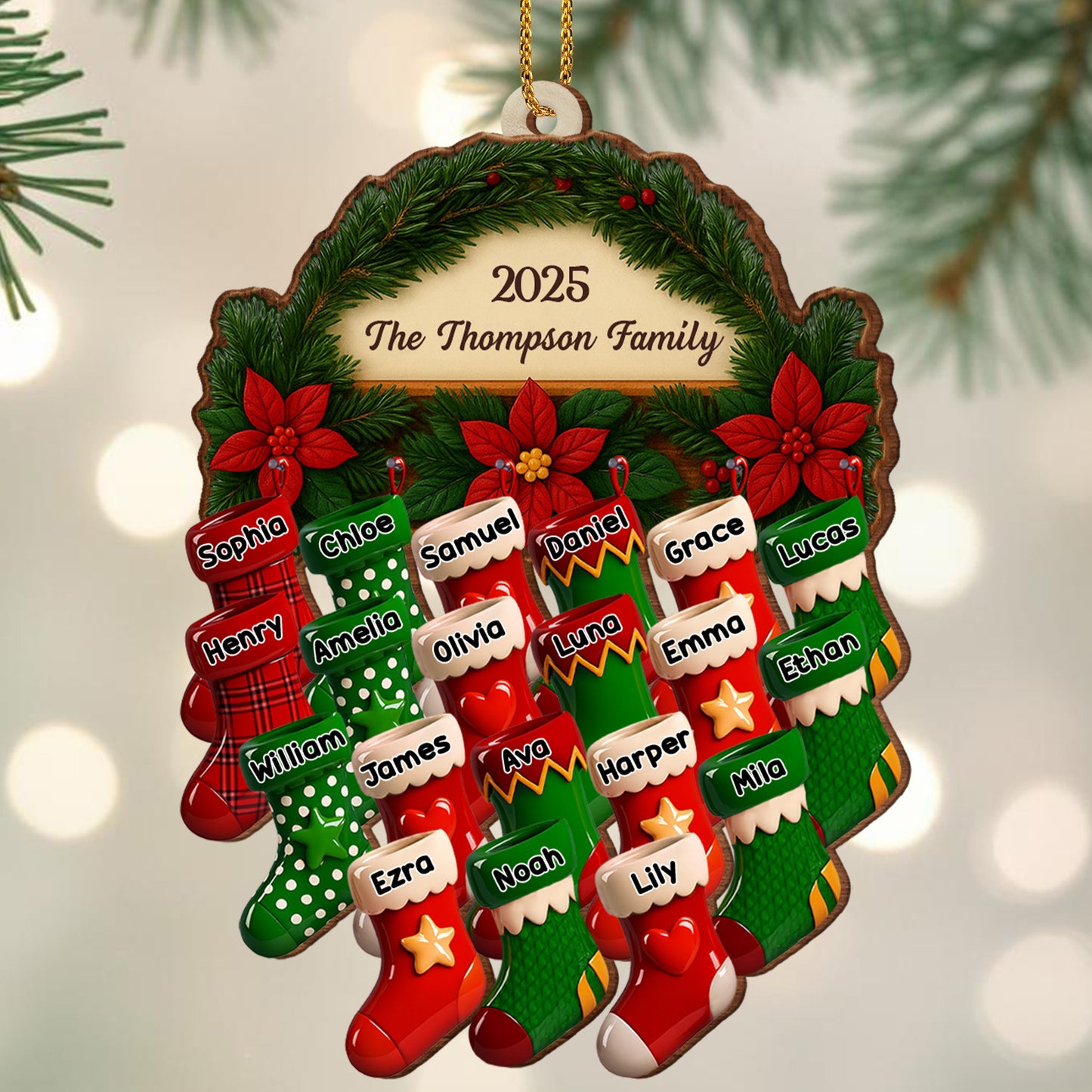 Custom Family Christmas Ornament With Stockings