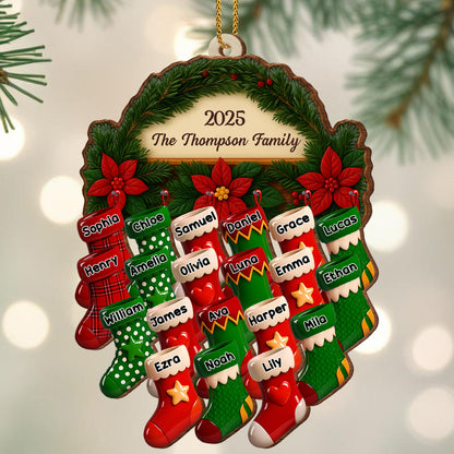 Custom Family Christmas Ornament With Stockings