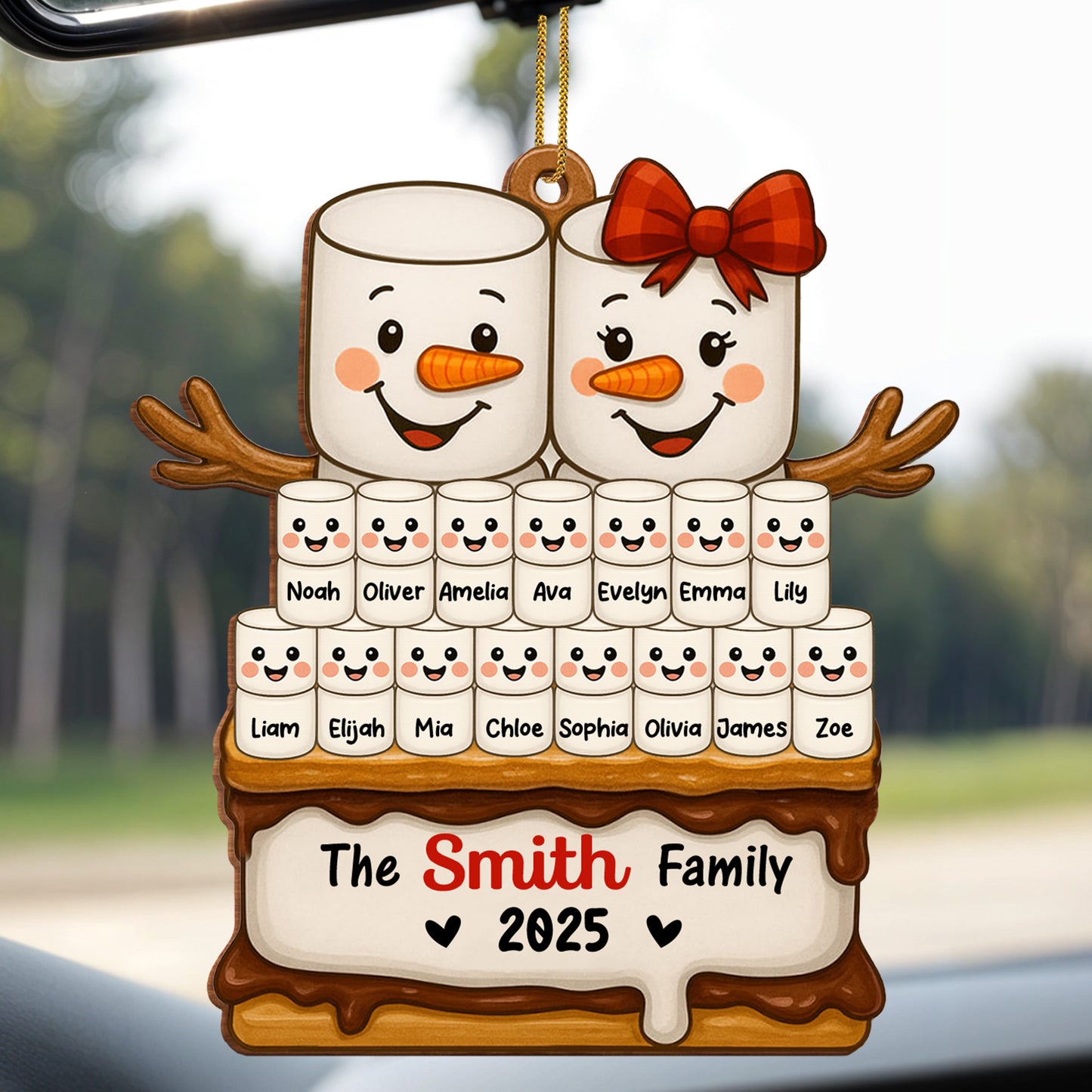 Celebrate Your Family With This Snowman Ornament - Personalized Custom Wood Ornament, Custom Shaped - FAM561_WDO