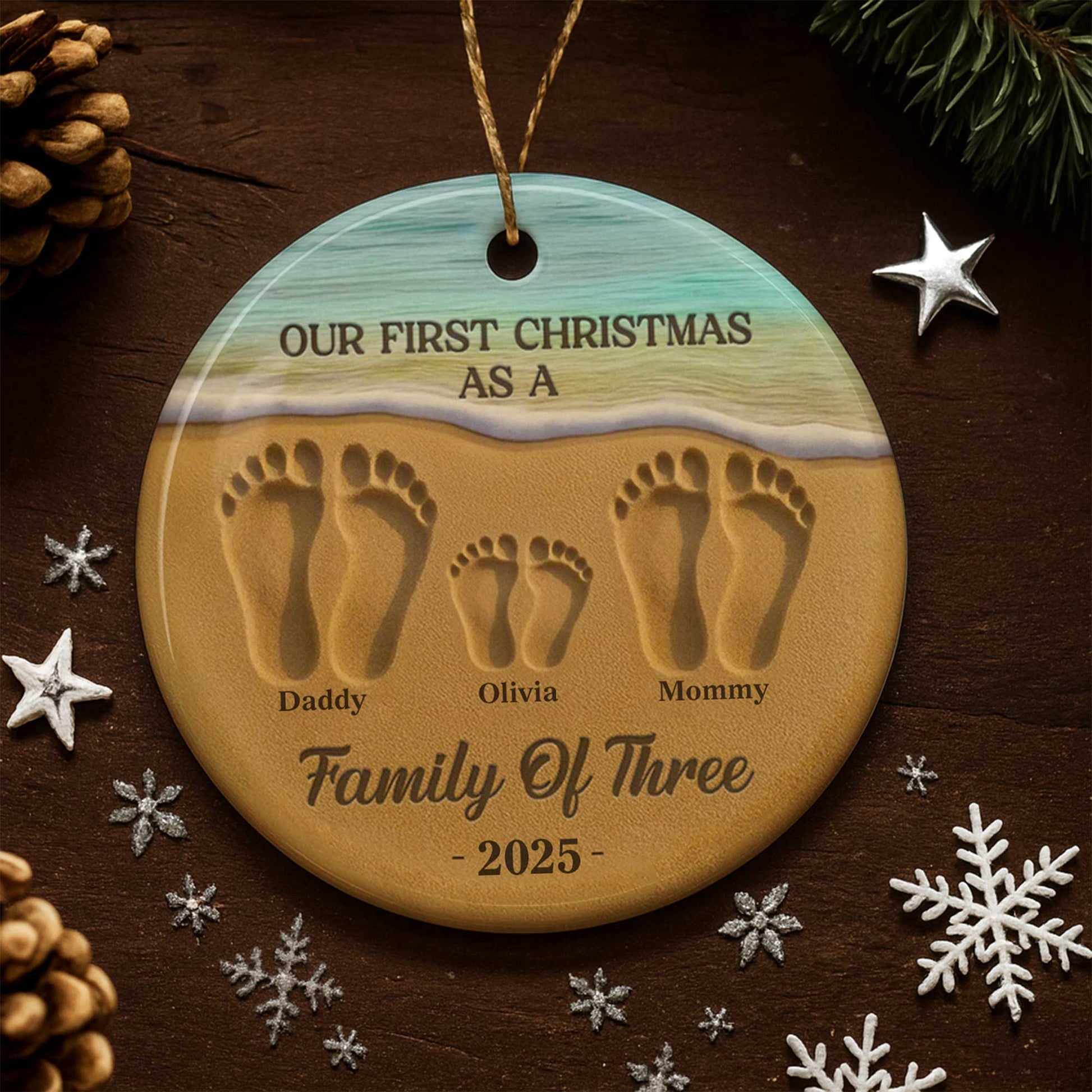 Our First Christmas As A Family Of Three With Footprints