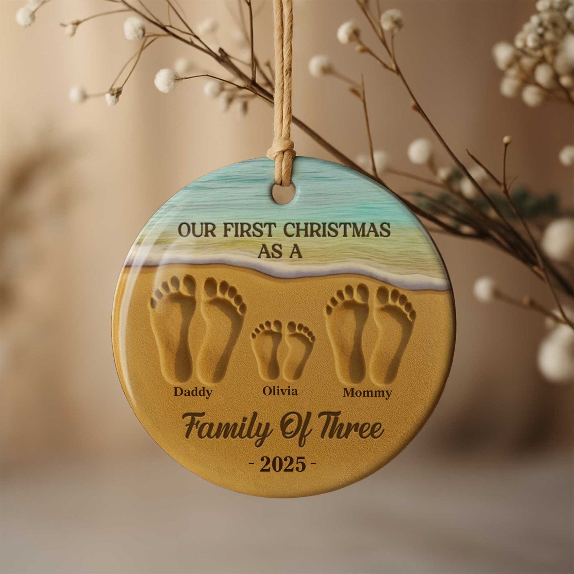 Our First Christmas As A Family Of Three With Footprints