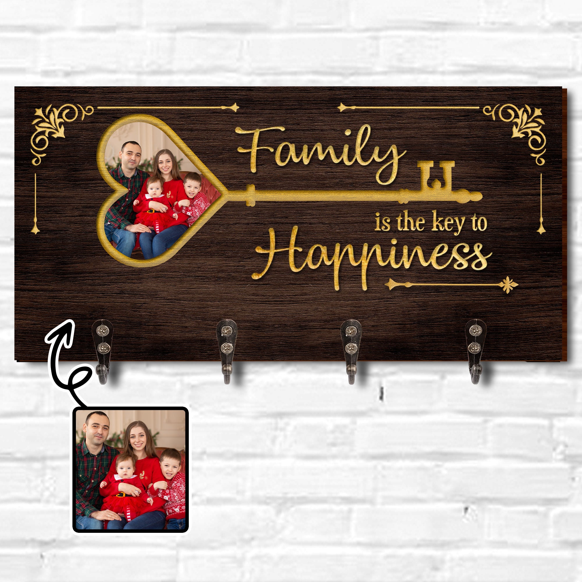 Family Is The Key To Happiness Key Holder, Personalized Key Holder ...