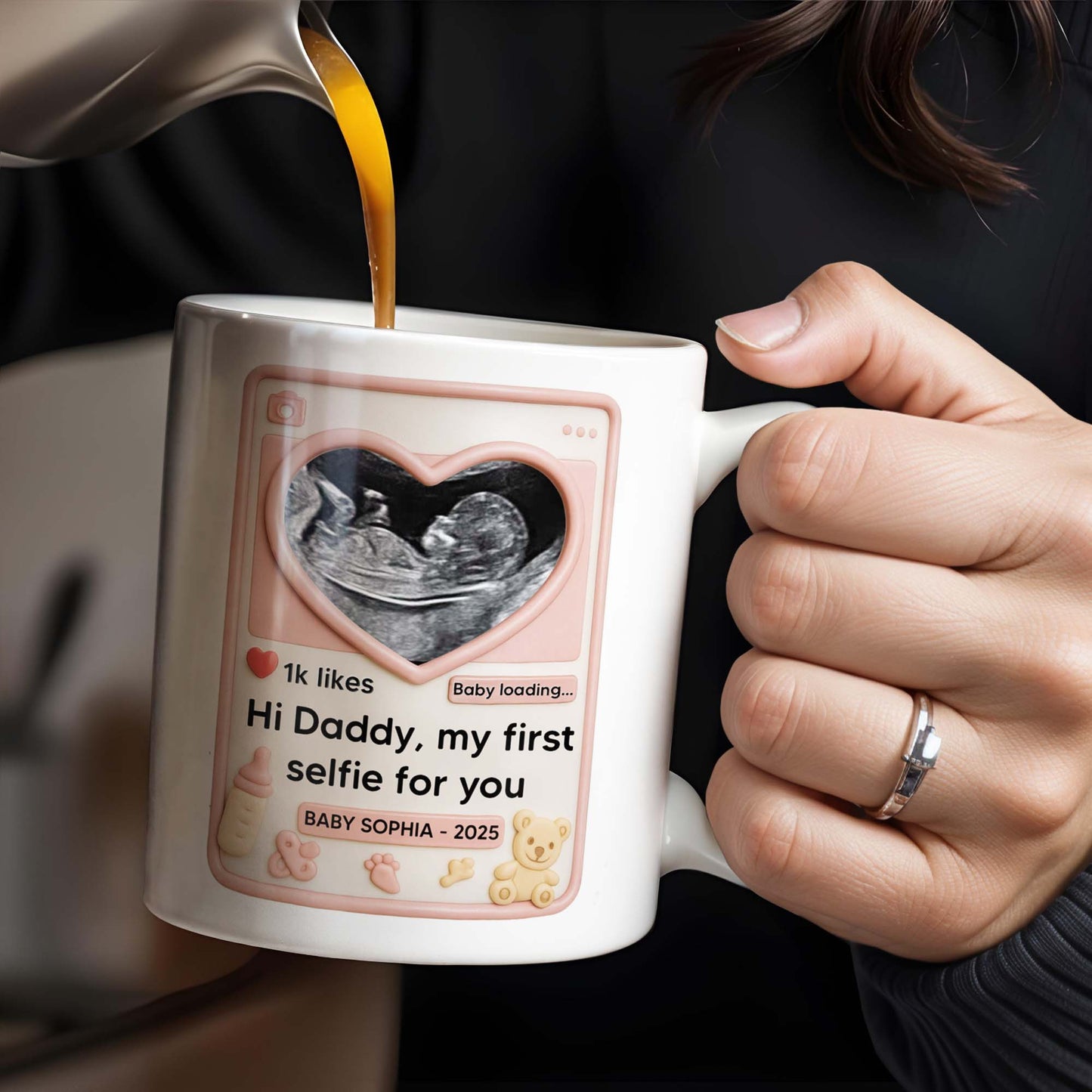 Hi Daddy My First Selfie For You, Ultrasound & Teddy Bear Design