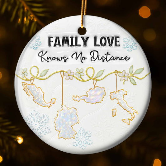 Family Love Knows No Distance With Snowflakes And Flowers