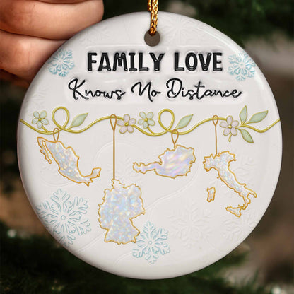 Family Love Knows No Distance With Snowflakes And Flowers