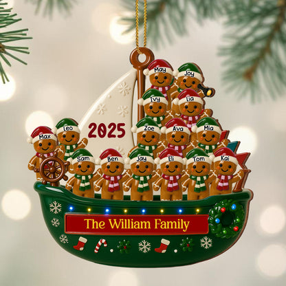 Customizable Family Christmas Boat With Gingerbread People