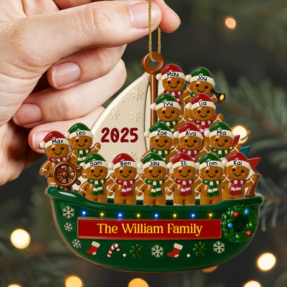 Customizable Family Christmas Boat With Gingerbread People