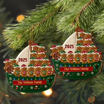 Customizable Family Christmas Boat With Gingerbread People