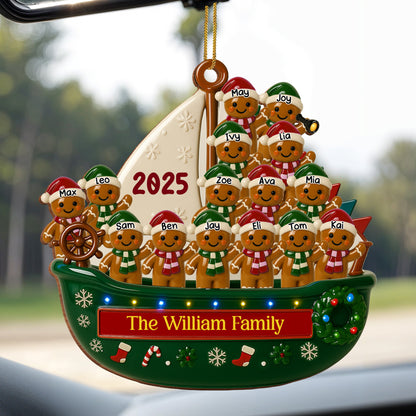 Customizable Family Christmas Boat With Gingerbread People