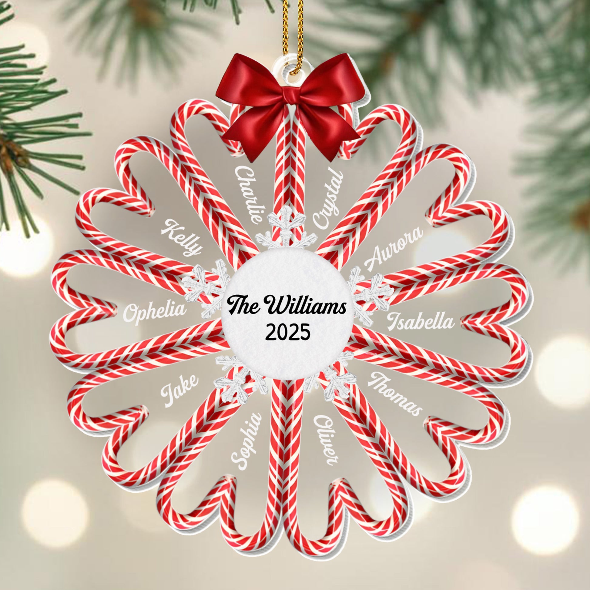 Seasonal Greetings With Candy Canes And Bow