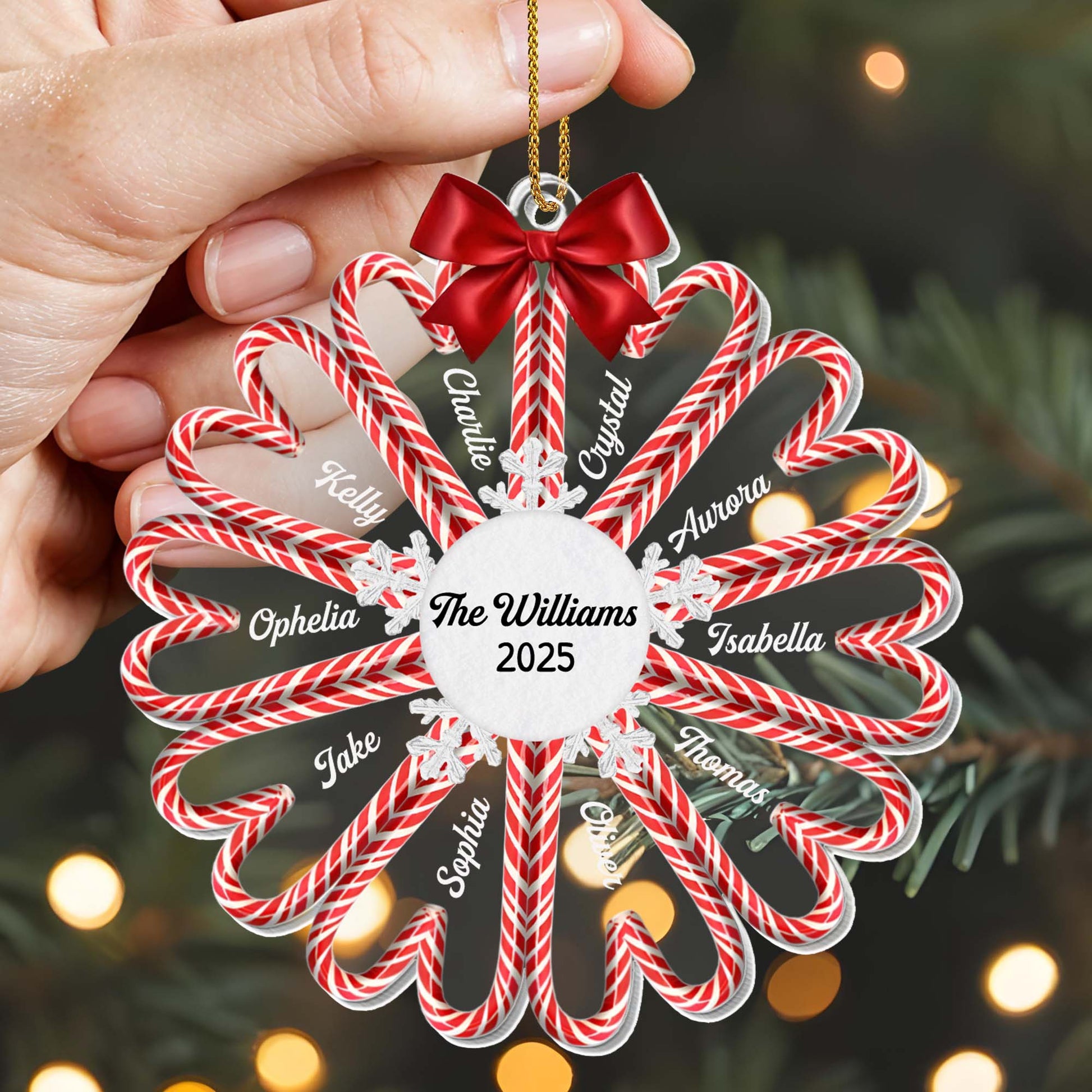 Seasonal Greetings With Candy Canes And Bow