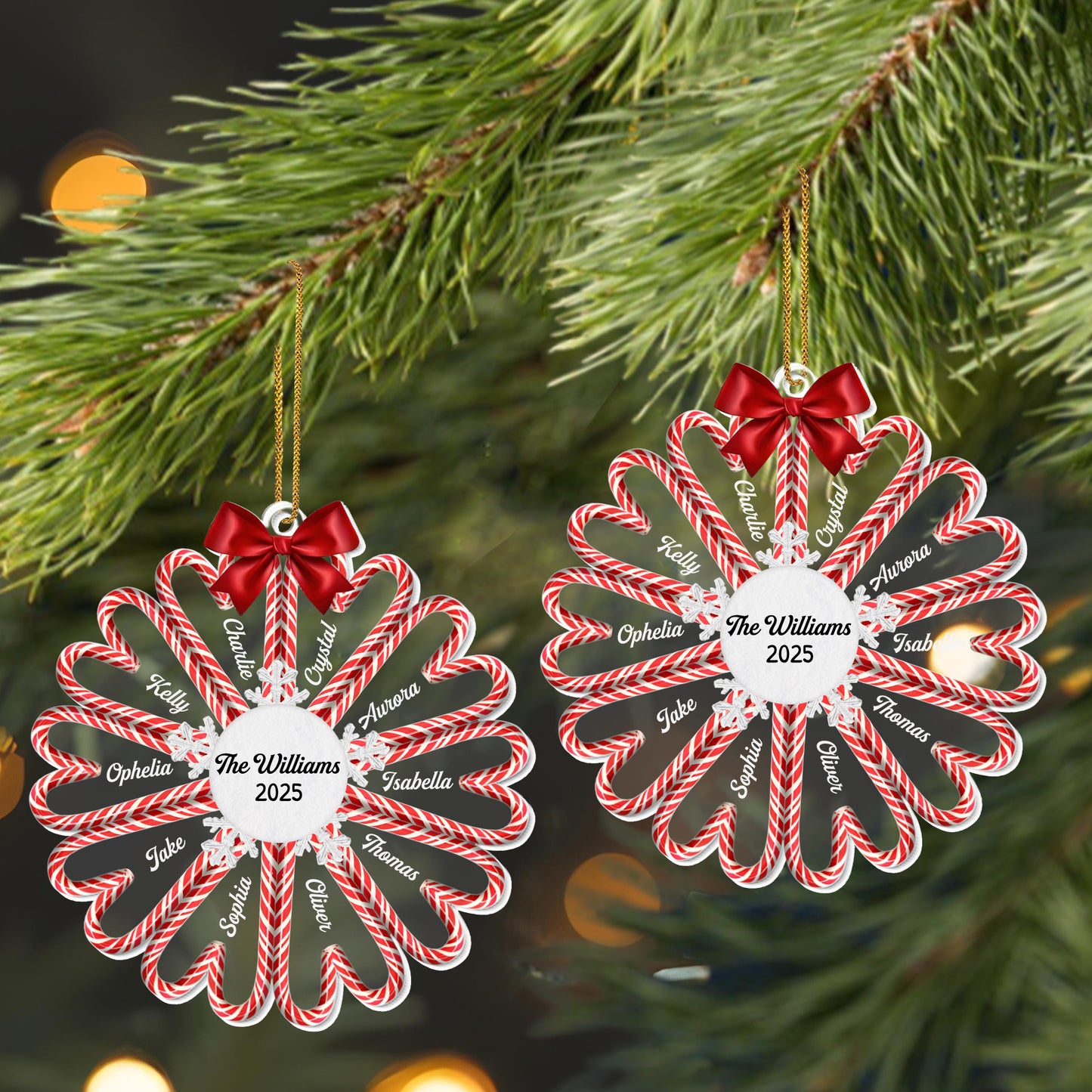 Seasonal Greetings With Candy Canes And Bow