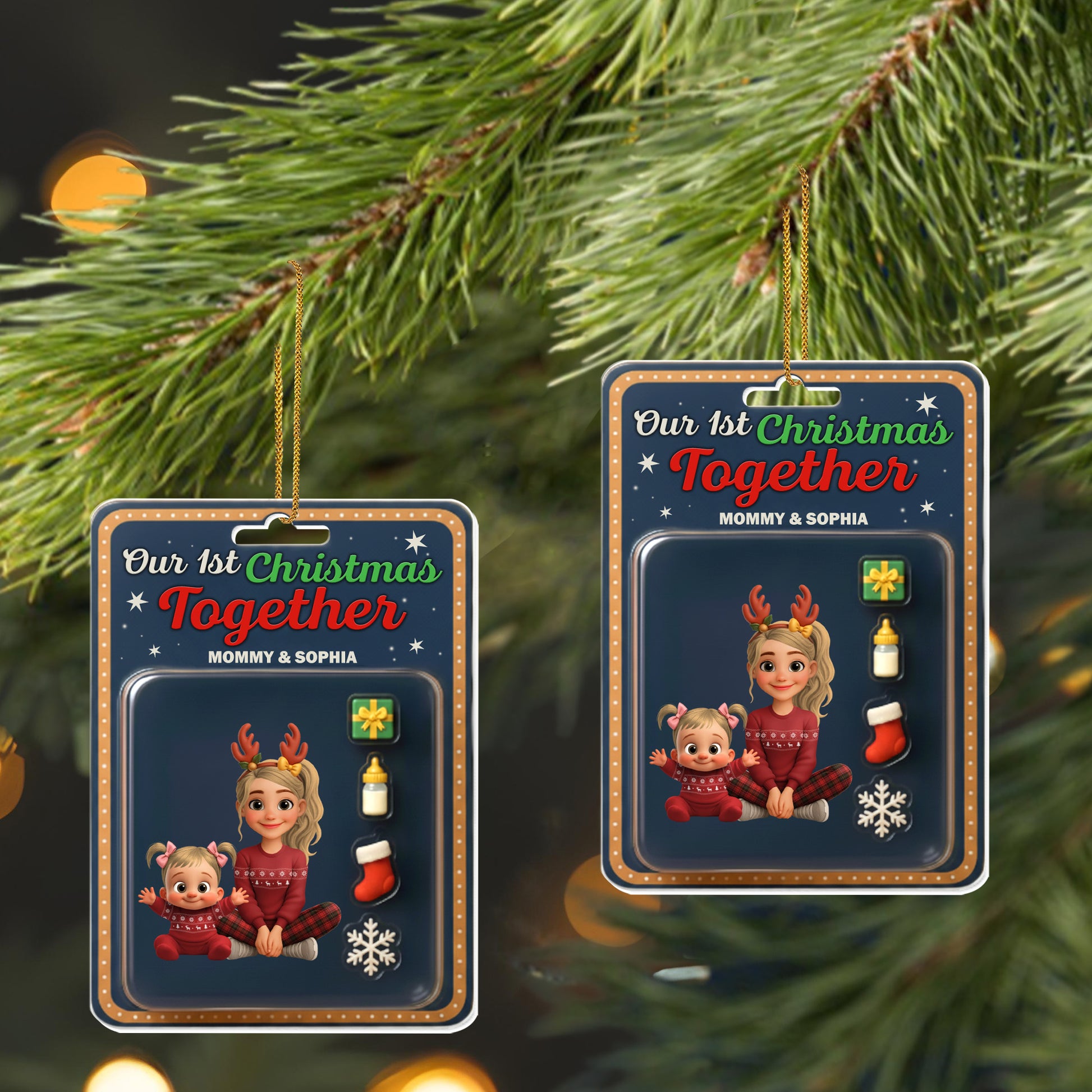 Our 1st Christmas Together With Reindeer Antlers And Ornaments