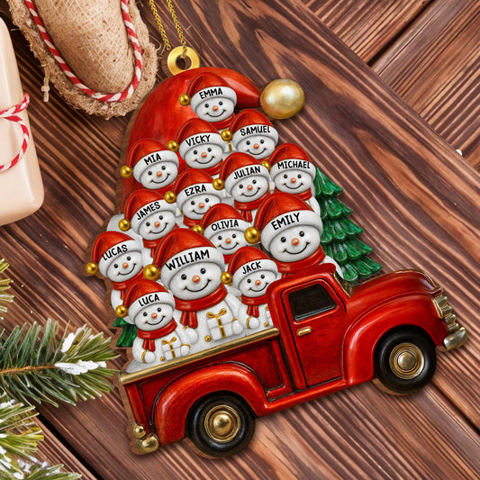 Create A Unique Holiday Memory With Snowmen And Red Truck