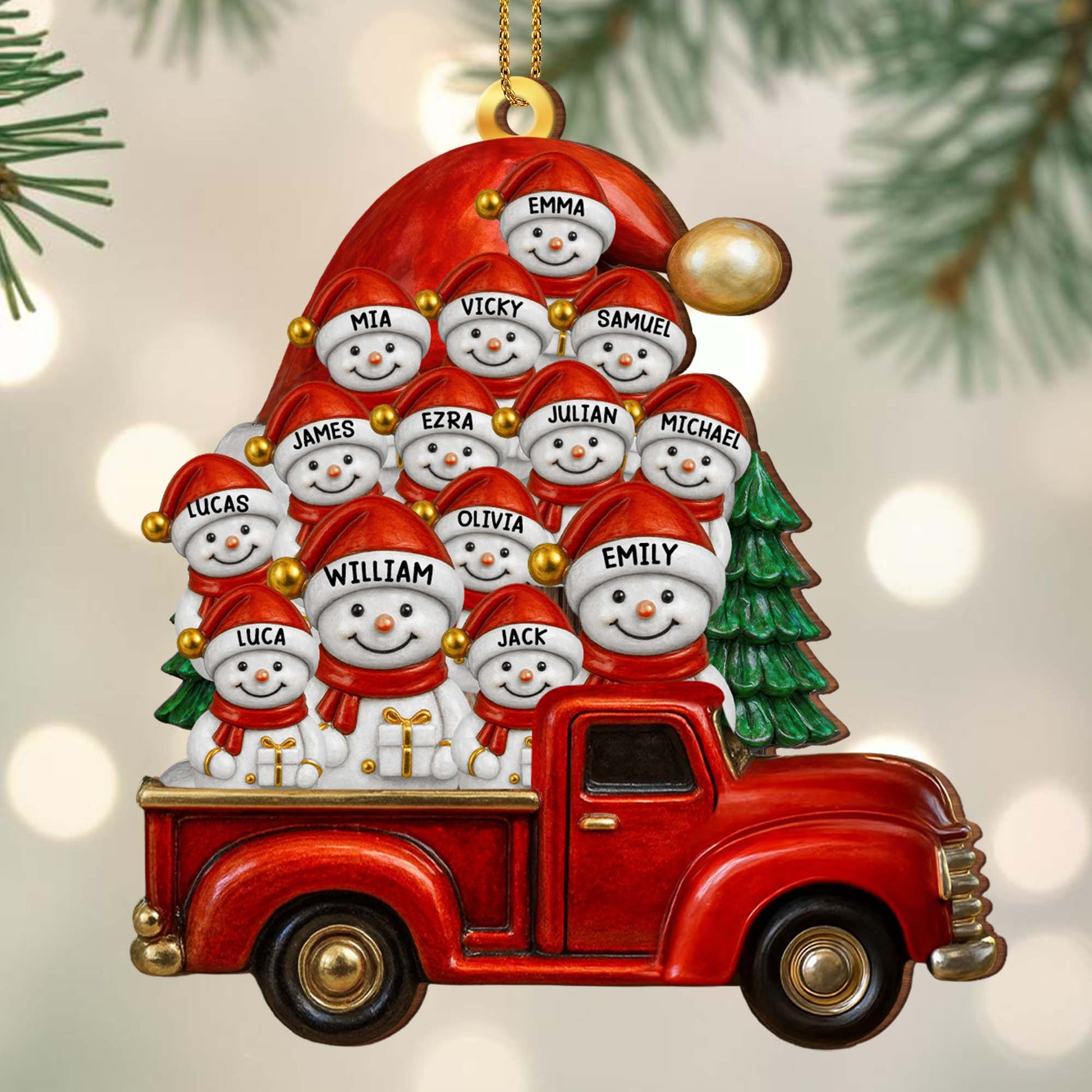 Create A Unique Holiday Memory With Snowmen And Red Truck