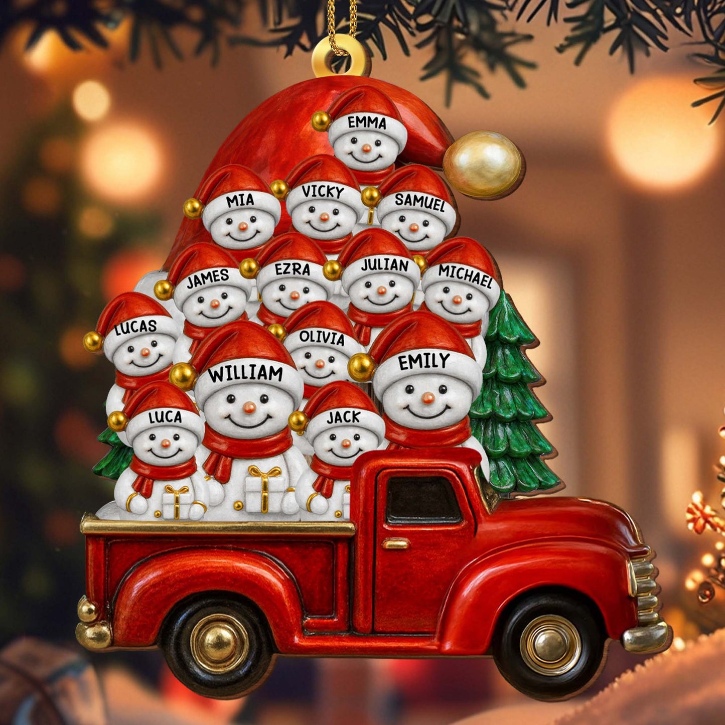 Create A Unique Holiday Memory With Snowmen And Red Truck