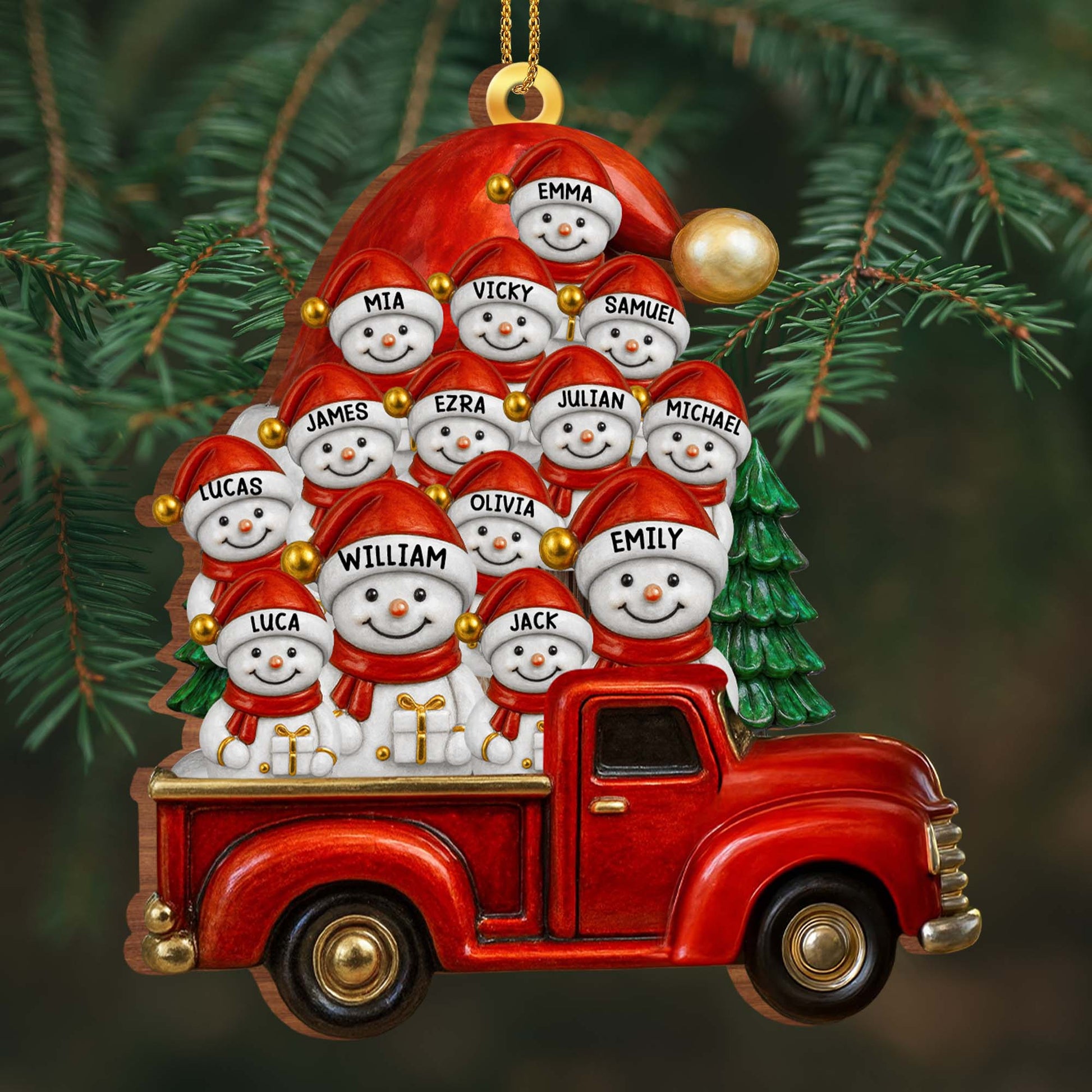 Create A Unique Holiday Memory With Snowmen And Red Truck