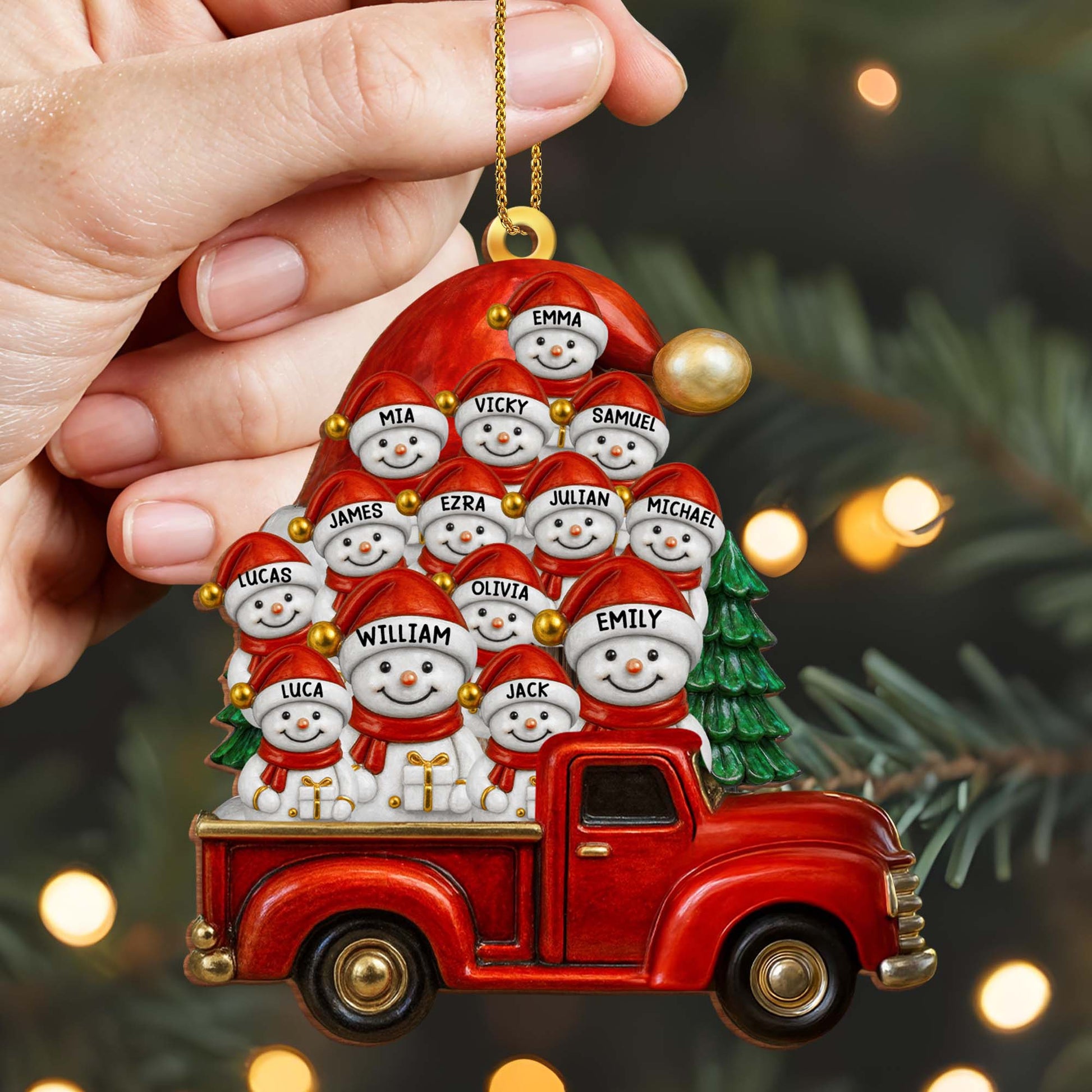 Create A Unique Holiday Memory With Snowmen And Red Truck