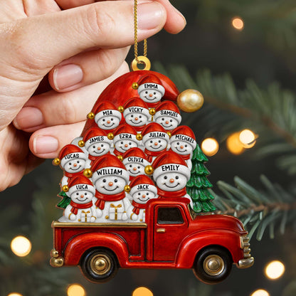 Create A Unique Holiday Memory With Snowmen And Red Truck