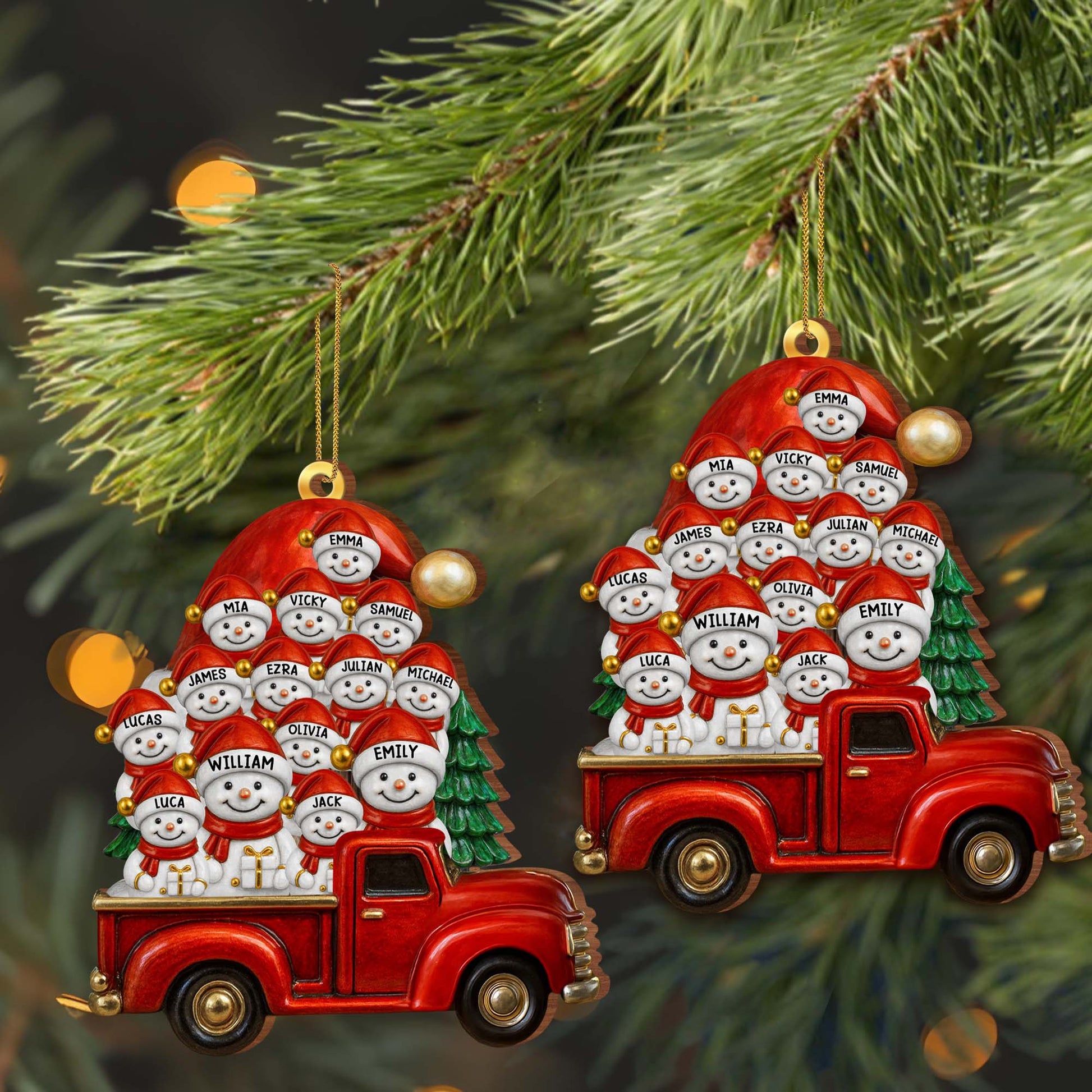 Create A Unique Holiday Memory With Snowmen And Red Truck