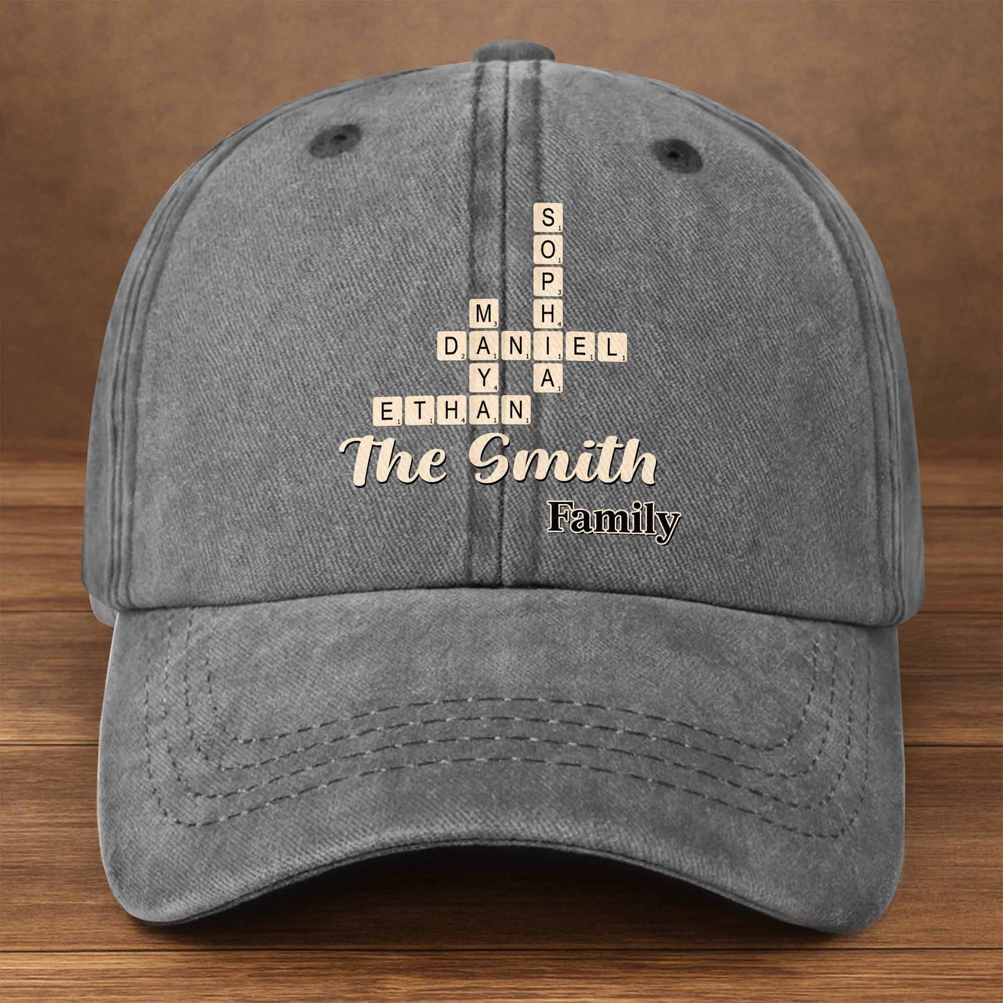 Celebrate Your Unique Family Heritage Crossword Design Cap - Personalized Custom Washed Denim Cap - FAM595_WDCAP