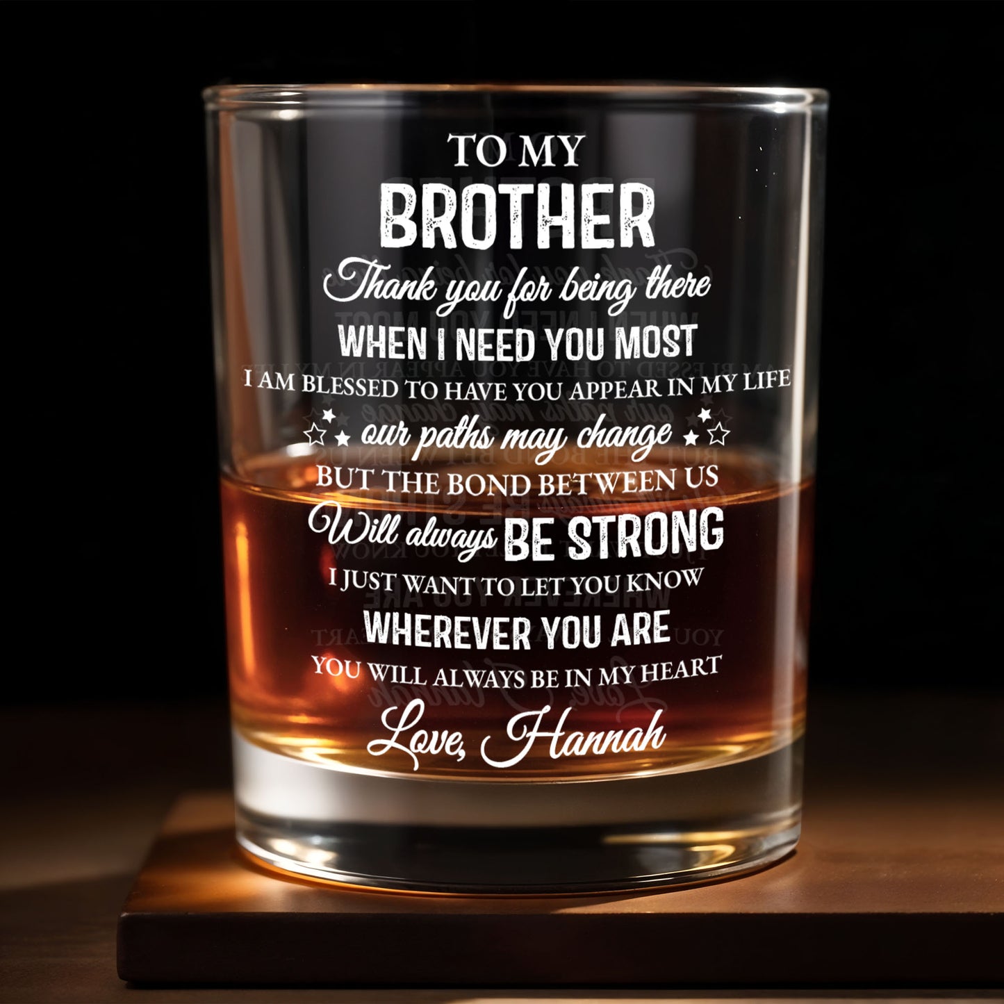 To My Brother, Thank You For Being There, Text Design